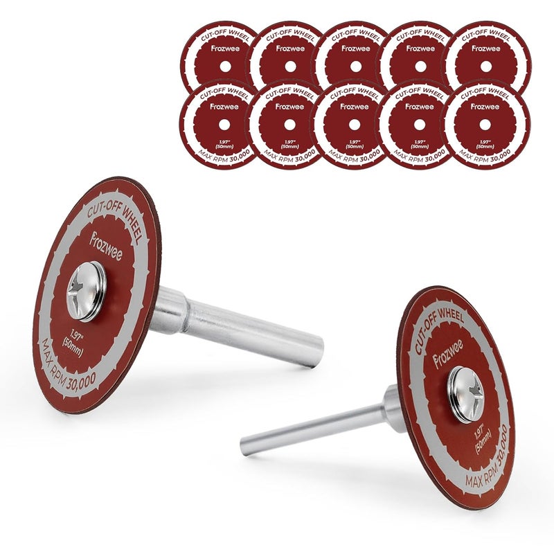 Prozwee 10 Pack 1.97" Cut Off Wheels with 2 Shank(1/4" Mandrel+1/8" Mandrel),Fiberglass Reinforced Rotary Tool Cutting Disc Set - Image 1